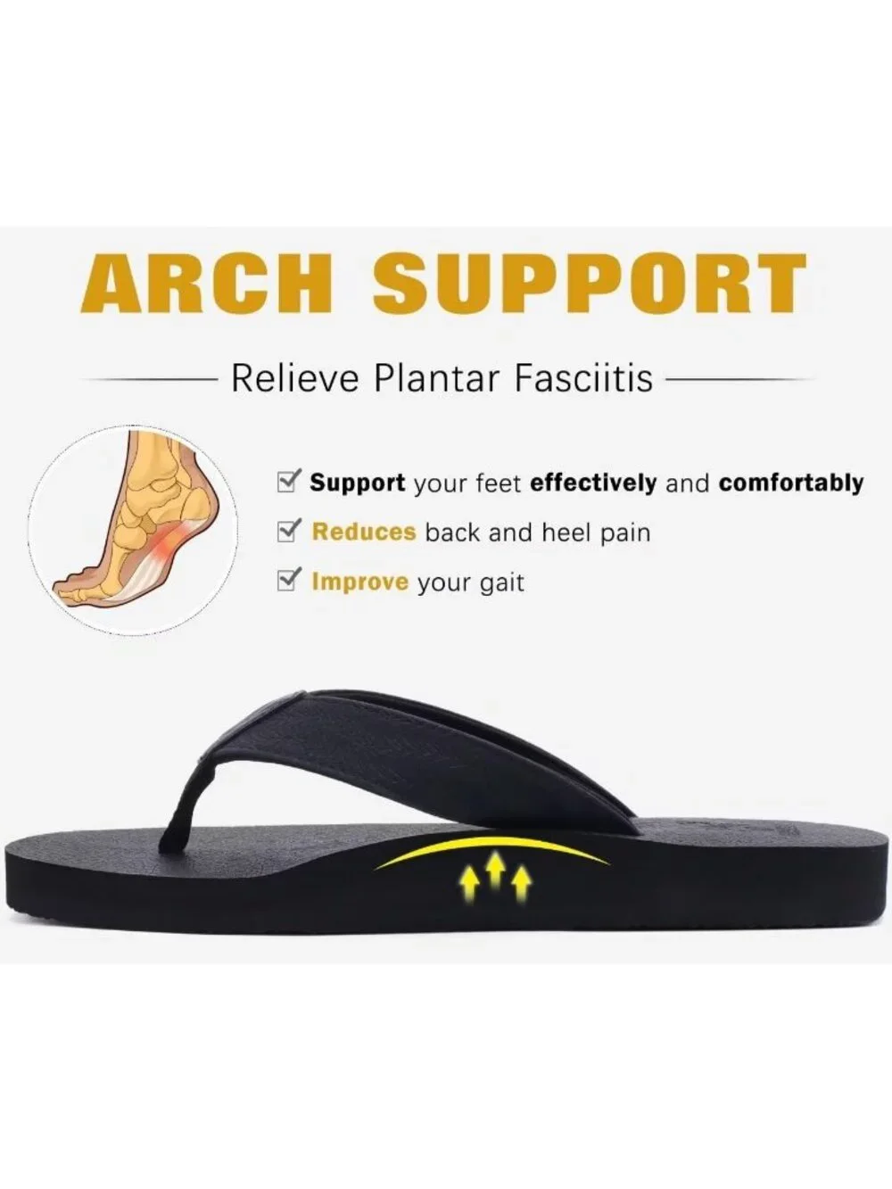 Men Coal Black Yoga Mat Leather Flip Flops Slip On Indoor Outdoor Sandal Slipper